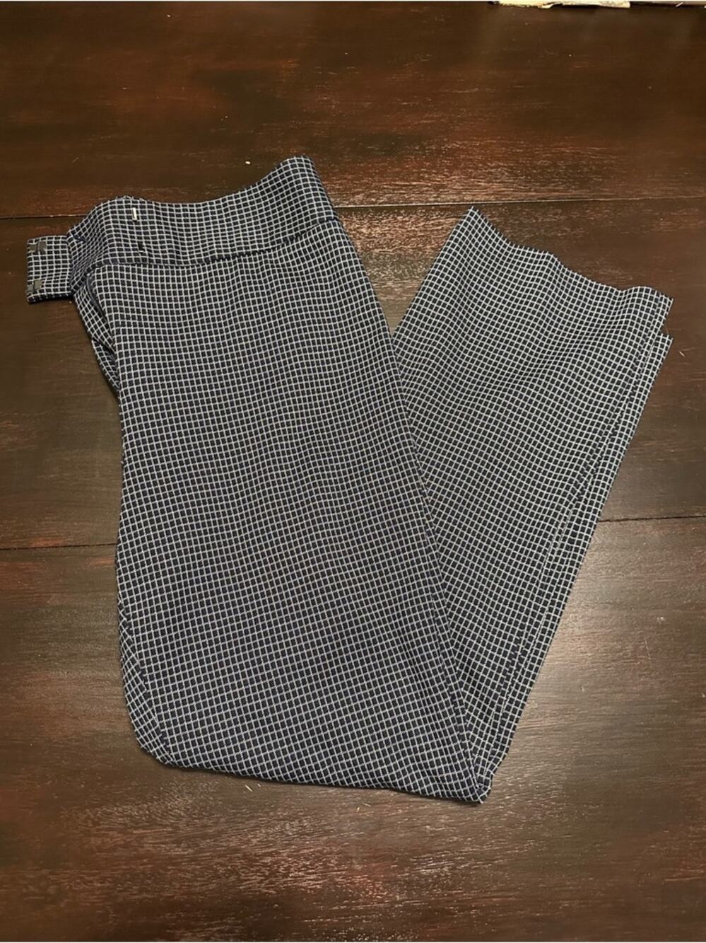 Navy and White checkered knit Work Office Professional Pants trousers